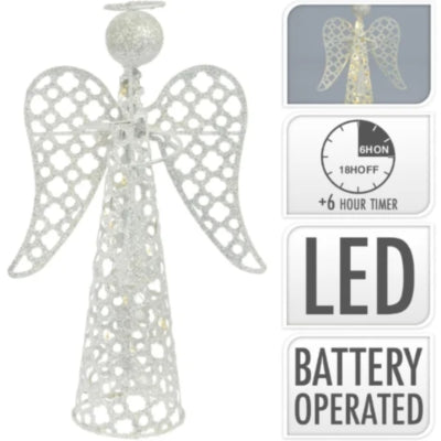 Kerst engel sparkle led op batterij wit 30 cm | 12 stuks