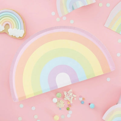 Ginger ray wegwerp bordjes regenboog 8 stuks | 20 stuks