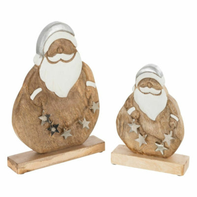 Statua J-line Babbo Natale in legno di mango 30,5 cm | 6 pezzi