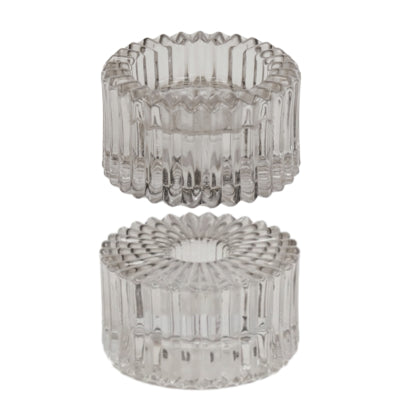 Housevitamin portavelas duo ribb vidrio ahumado gris 8 cm | 24 piezas