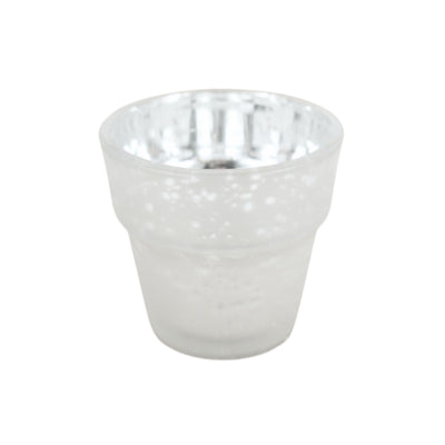 Daan portavelas de madera curvada basic vidrio mate plateado 7 cm | 24 piezas