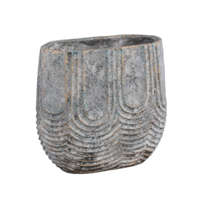 Ptmd vaso da fiori rexin ovale grigio m 30 cm | 2 pezzi