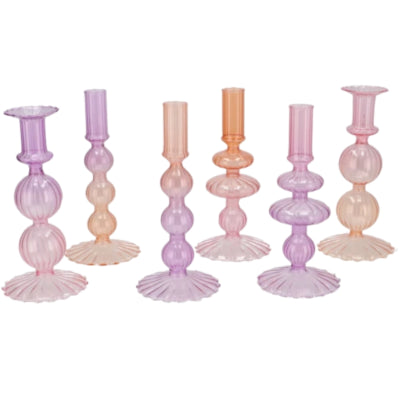 Candelabro Daan madera curvada burbujas bicolor rosa bonito 20 cm 6 surtidos | 12 piezas