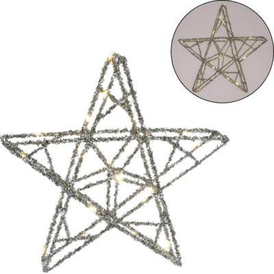 Kerstster led op batterij zilverkleurig 40 cm | 6 stuks