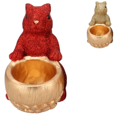 Cuenco de madera curvada Daan ardilla cascabel sentada color rojo dorado 22 cm 2 surtidos | 6 piezas