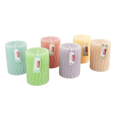 Profissimo (r) candela a colonna con scanalature giallo 6,8 x 10 cm | 12 pezzi