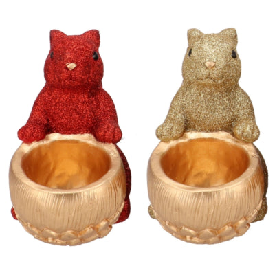 Daan kromhout schaal jingle eekhoorn zittend rood goudkleurig 22 cm 2 assorti | 6 stuks