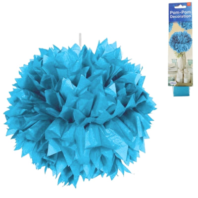 Pompon folat di carta azzurro 30 cm | 24 pezzi