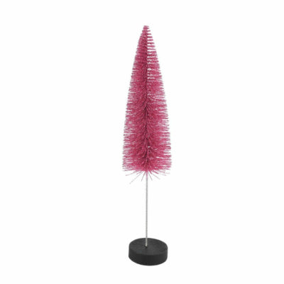 Countryfield Árbol de Navidad sobre base purpurina rosa 30 cm | 12 piezas
