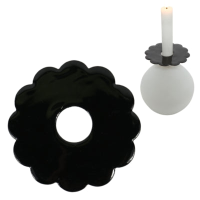 Anillo para vela Stjernsund flor de loua negro brillo 9,3 cm | 24 piezas