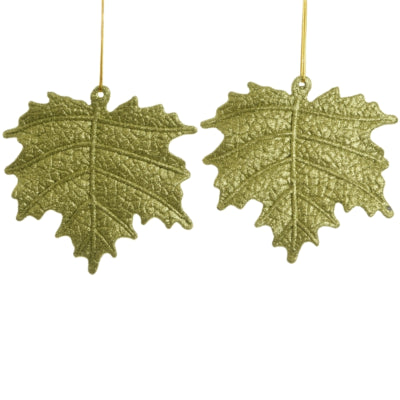Ciondolo foglia glitter verde oliva 10,5 cm set da 2 | 48 pezzi