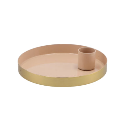 Candelabro Daan de madera curvada redondo beige Marrakech 12 cm | 8 piezas