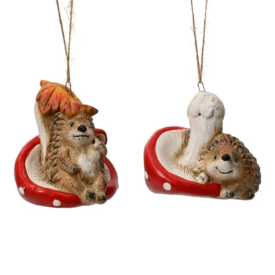 Ciondolo riccio su fungo 10 cm 2 assortiti | 18 pezzi