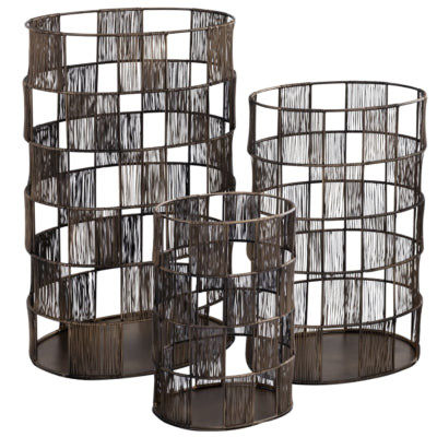 Ptmd windlicht stenn ovaal metaal messingkleurig 50 cm set van 3 | 2 stuks