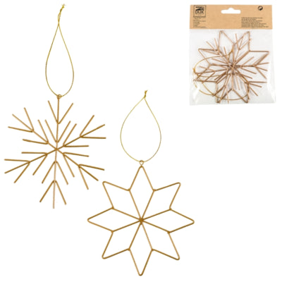 Colgante navideño copo de nieve metal dorado 11,5 cm juego de 2 | 48 piezas