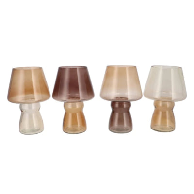 Daan jarrón madera curvada bicolor marrón 25 cm 4 surtidos | 4 piezas