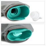 Borsa dell'acqua calda Relaxdays con coperchio grigio turchese 1,5 l | 12 pezzi - afbeelding 2