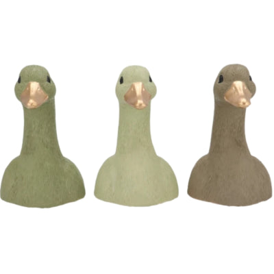 Statua Daan Benthout testa d'anatra verde 20 cm 3 assortiti | 6 pezzi