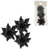 House of seasons flor artificial con clip Estrella de Navidad brillo negro 9 cm juego de 3 | 24 piezas