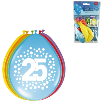 Folat ballonnen rainbow dots 25 jaar 30 cm 8 stuks | 24 stuks