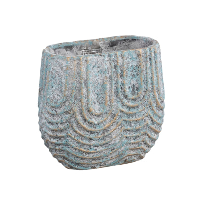 Ptmd vaso da fiori rexin ovale grigio s 20 cm | 8 pezzi