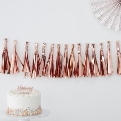 Ginger ray tasselslinger roségoudkleurig 2 m | 20 stuks