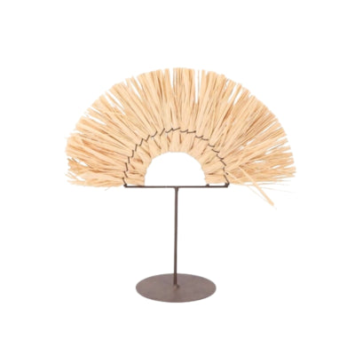 Daan adorno madera curvada rafia boho natural 28 cm | 9 piezas