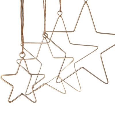 Colgante estrellas Navidad dorado 30 cm juego de 4 | 10 piezas