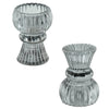 Housevitamin kaarsenhouder duo classic ribb rookglas 8 cm | 24 stuks