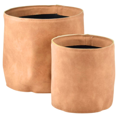 Vaso da fiori in similpelle marrone cognac 21,5 cm set da 2 | 4 pezzi