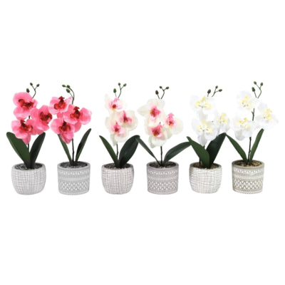 Orquídea artificial en maceta 28 cm 6 surtidas | 12 piezas
