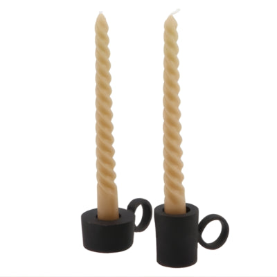 Candeliere Daan in legno curvato dobra metallo nero 9 cm | 24 pezzi