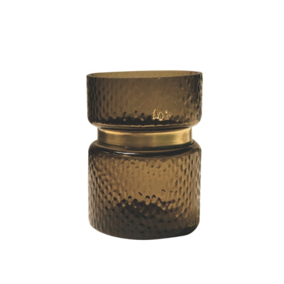 Vaso Ptmd quilio vetro dritto marrone 16 cm | 4 pezzi