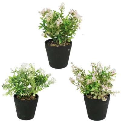 Planta artificial en maceta 18 cm 3 surtidas | 12 piezas