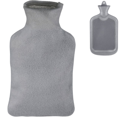 Borsa dell'acqua calda Relaxdays con coperchio grigio 1,5 l | 12 pezzi
