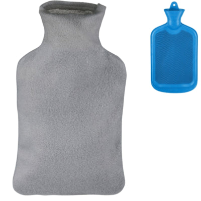 Borsa dell'acqua calda Relaxdays con coperchio blu grigio 1,5 l | 12 pezzi
