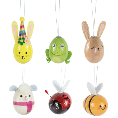 Ciondolo uovo animale 5,5 cm 6 assortiti | 42 pezzi