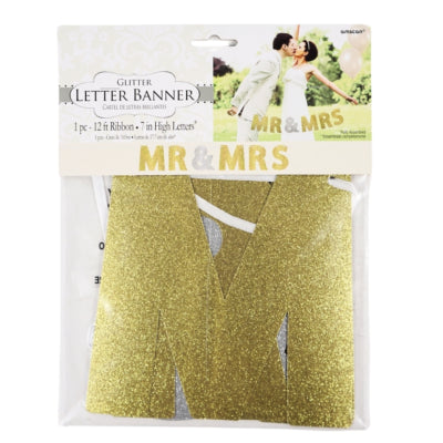 Ghirlanda di lettere Amscan Mr Mrs color oro-argento 365 cm | 24 pezzi