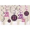 Ciondolo a spirale Amscan buon compleanno 21 anni 61 cm set da 12 | 48 pezzi