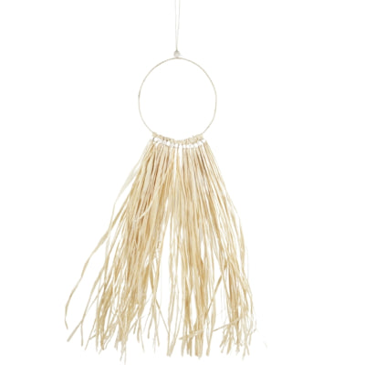 Decorazione murale Cerchio di perle di rafia 70 cm | 24 pezzi