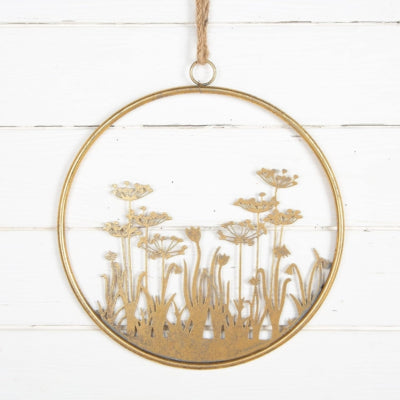 Decorazione murale fiori anello metallo color oro 41 cm | 12 pezzi