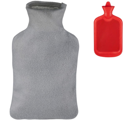 Borsa dell'acqua calda Relaxdays con coperchio rosso grigio 1,5 l | 12 pezzi