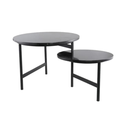 Ptmd side table waze marble table top black 60 cm b-choice | 2 pcs
