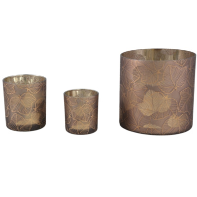 Portacandele Ptmd Magali in vetro marrone 10 cm | 6 pezzi