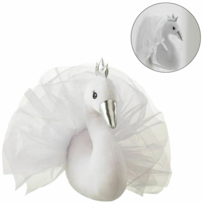 J-line decorazione da parete cigno peluche 46 cm | 6 pezzi