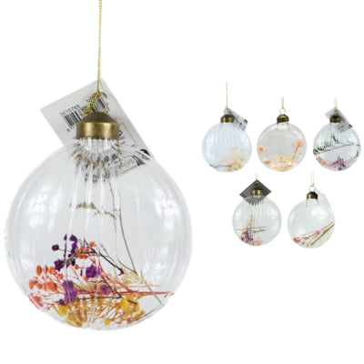 Ciondolo decorativo fiori secchi in vetro 13 cm 8 assortiti | 48 pezzi