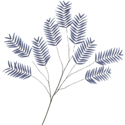 Daan rama artificial de madera curvada hoja de palma seda azul 150 cm | 6 piezas