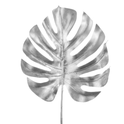 Hbx ramo artificiale monstera color argento 72 cm | 20 pezzi
