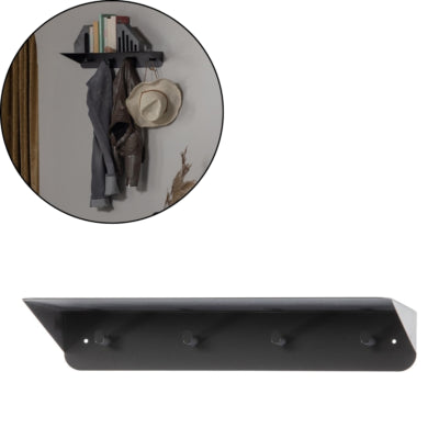 Appendiabiti in legno Kenan metallo nero 60 cm | 4 pezzi