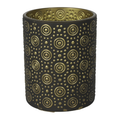 Portacandela Countryfield hailey l nero color oro 12,5 cm | 12 pezzi